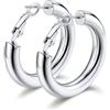 Bestyle Orecchini Donna a Cerchio Piccolo 30mm in Acciaio Inossidabile Orecchini Cerchio Donna Colore Argento Orecchino Leggero e Scintillante Confezione Regalo