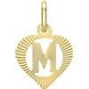 CARISSIMA Pendente con Cuore Intagliato e Iniziale 'M' in Oro Giallo 9 ct per Donna - CATENA NON INCLUSA