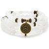 oasymala Bracciale o collana con 108 perle di Mala curative con ciondolo di loto dorato (Giada bianca (White Jade))