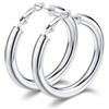 Bestyle Orecchini Donna a Cerchio Piccolo 40mm in Acciaio Inossidabile Orecchini Cerchio Donna Colore Argento Orecchino Leggero e Scintillante Confezione Regalo
