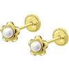 TIME ROAD Orecchini Bambina in Oro 9K LG00287 - Chiusura a Vite Sicura - Ideale per Comunione o Compleanno