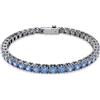 Swarovski Bracciale Tennis Matrix, Taglio Rotondo, Blu, Placcato rutenio, M, Cristallo, Non Pietra preziosa