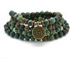 oasymala Bracciale o collana con 108 perle di Mala curative con ciondolo di loto dorato (Turchese africano (African Turquoise))