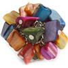 Avalaya Anello multicolore a grappolo di conchiglie marine, argento, misura 7/8, regolabile