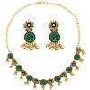 VLYX Set di gioielli tradizionali indiani per donna, collana e orecchini Jhumka, stile Boho etnico, matrimonio, regalo (Verde)