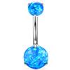 hengkaixuan Kzslive - Piercing per ombelico con doppia gemma G23, in titanio, 14 G, 10 mm e Titanio, colore: Opale rotondo blu