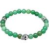 Kuzzoi Buddha Bracciale da uomo in perle di avventurina, con teschio e elementi in argento Sterling 925, lunghezza 19-23 cm, elastico