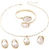 SanKristo Set di Gioielli con Bracciale, Collana Orecchini e Anello in Stile Bohémien con Perle Geometriche, set di Gioielli da Donna Placcati in oro 14 Carati, Oro