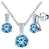 Yumilok-Collana con Ciondolo da Donna Semplice Orecchini con Ciondolo in Argento Sterling Set Moda Bellissimi Orecchini con Ciondolo in Argento Sterling S925 con Zirconi (Blu)
