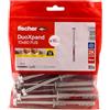 fischer DuoXpand 10 x 80 FUS, tasselli universali di alta qualità con vite esagonale e rondella a U sagomata (10 pezzi), tasselli per una tenuta forte, ideali per materiali da costruzione porosi e