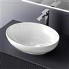 EMKE Lavabo di design, in ceramica, ovale, 52 x 39,5 x 13 cm, bianco, per bagno e WC degli ospiti