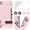 DLseego Case Compatibile con Nintendo Switch, Rigida Custodia Protettiva AntiGraffio con 2 Protettore di Schermo e 6 Tappo per Il Pollice per Switch Console e JoyCon - Rosa