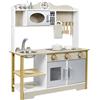 FIVMEN Cucina giocattolo per bambini in legno con piano cottura, forno a microonde, rubinetto, lavandino e accessori da cucina, giocattolo per bambini a partire dai 3 anni, 65 x 24 x 85 cm