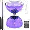 KUWUNG Diabolo LED con cuscinetto a sfera, 4,5 mm Diabolo luminoso, set giocoliere con bastoncini a mano, strumento circo a ruota libera per adulti principianti professionisti (viola)