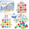 Jastown Gioco di Corrispondenza di Forma Geometrica,Geometric Shape Matching Game，Colore Forma Abbinamento Gioco，Color Shape Puzzle Board,Montessori Puzzle apprendimento-per 3 4 5 6 Anni Bambini