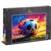 Ulmer Puzzleschmiede Puzzle da 1000 pezzi Goal - Calcio sul prato con esplosione di colore alla luce del sole - Motivo azione per gli appassionati di sport ragazzi e adulti - Idea regalo - Qualità Made in Germany