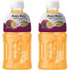 DISTRIBUZIONE 3D Mogu Mogu succo di frutta multi sapore con 25% NATA De Coco, bevanda potenziante energetica, ricca di fibre naturali di frutta, senza conservanti aggiunti e colori, 2x 320ml (2x, Passion Fruit)
