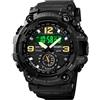 SKMEI Orologio da uomo militare, analogico, digitale, impermeabile, luminoso, sportivo, con data, settimana, sveglia, orologio tattico, SKMEI -1637-Nero