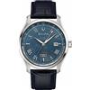 Bulova Orologio analogico automatico da uomo con cinturino in pelle 96B385, Argento-nero-blu, cinghie