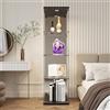 JiaOyu Vetrina in vetro con illuminazione a LED e ante in vetro, a 4 strati, antipolvere, per soggiorno, camera da letto, ufficio (nero/specchio/chiaro, 4 strati)
