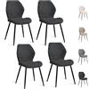 GrandCA HOME Set di 4 Sedie da Pranzo con Seduta Imbottita, Sedie da Cucina Nordiche, Sedie da Soggiorno con Gambe in Metallo, Cuscino in Tessuto, Nero