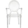 Cribel Set da 4 Atene Poltrona Trasparente in Policarbonato con Braccioli Integrati, Design Classico Rivisitato con Schienale Ovale Decorato 58x55x99.5 cm