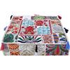CRAFT KALA Pouf indiano quadrato patchwork tradizionale indiano per soggiorno pouf decorativo ricamato design ottomano casa soggiorno poggiapiedi decorazione ottomana (bianco sporco, 40,6 x 40,6 x