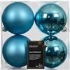 Kaemingk Palline di Natale in plastica, 10 cm, 4 pezzi, classiche e infrangibili, per Natale, decorazioni per albero di Natale e albero di Natale, blu folklore