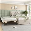 VIVCA Letto imbottito 90x200 cm, con rete a doghe, senza materasso, letto con cassettiera, in velluto, minimalista, beige