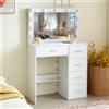 Vanrste Toeletta Trucco con Luci LED, Tavolo da Trucco con Specchio a 10 LED, luminosità regolabile, Mobile Vanity Moderno con 5 Cassetti per Camera da Letto, 80 x 36 x 130 cm