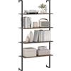 HOMASIS Scaffale a Scala 76 x 30 CM, Libreria Industriale a 4 Ripiani, Supporto di Stoccaggio per Soggiorno, Camera da Letto, Ufficio a Casa, Marrone Rustico