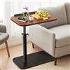 Bohodiy Tavolini a Forma Di C, Tavolino Salotto Moderno Regolabile in Altezza, Girevole a 360° Comodino, Con Slot per Telefono e Tablet per Divano, Letto, Soggiorno (Noce)