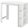 [en.casa] Tavolo Alto da Bar Bancone da Cucina a 3 Ripiani Laterali Penisola Salvaspazio con Scomparti Vani Aperti 120 x 60 x 106 cm - Bianco