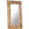 Generico Specchio Intagliato a Mano 80x50 cm in Legno Massello di Mango,Marrone,7kg,321639