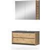 Vicco Set di mobili da bagno Edelin, Antracite/Artisan, 100 cm, composto da specchio da bagno e mobile sottolavabo