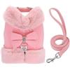 Gvvsjgdbis Set di lusso pettorina e guinzaglio per cani con in strass, gilet caldo in pelliccia, per animali domestici, per l'inverno, abbigliamento elegante per cuccioli di piccola taglia