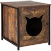 GYMAX Toilette Multifunzionale 3 in 1 per Gatti con Porta, Piedi Regolabili, Mobile Decorativo per Lettiera Stile Industriale per Gatti Piccoli e Medi, 50 x 53 x 55 cm