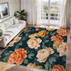 Generico Tappeto Salotto Floreale Vintage 120 x 120 cm, Tappeto Fiori Pianta, Antiscivolo Pelo Corto Lavabili per Camera da Letto Cucina Bagno P-&11