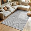 SIMPEX Tappeto a pelo alto per soggiorno, tappeto stile scandinavo e boho con design 3D, soffice e morbido.Misurare: 60 x 110 cm, Colore:Argento