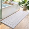 DEXI Tappeto Bagno 60 x 150 cm, Tappetino in Microfibra, Tappeti Assorbente Antiscivolo, Soffice Tappetini Doccia, Lavabile in Lavatrice, Bianco