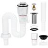 FALSKT Scarico Lavandino Bagno Kit Sifone Lavabo Bagno Antiodore Piletta Lavabo Bagno Tubo Scarico Lavandino Anti Intasamento con Pop-Up Tappi Flessibile Estensibile 230-800mm Bianco
