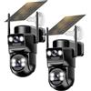 Abiso 4K Telecamera Wi-Fi Esterno Senza Fili con Pannello Solare,Doppio Obiettivo Videocamera Sorveglianza WiFi con Batteria,Visione Notturna Colori,Audio Bidirezionale,355° PTZ,PIR Rilevamento,2 Pack