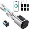 FILINK Serratura smart, serratura elettrica porta blindata con impronta digitale, lunghezza regolabile serratura elettrica con scheda RFID, app, WiFi, Bluetooth, 60-90 mm, accessori di prolunga, argento