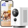 NUASI 4G LTE Telecamera Interno con SIM, 2K Videocamera Interno senza WiFi, 360° PTZ Videocamera Sorveglianza on Visione Notturna a Colori, Rilevamento Movimento, Audio 2 Vie
