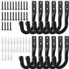 ShiFaKa 12 x Ganci da Muro per Garage, Ganci da Parete Nero, Gancio a J per Garage, Gancio Bici Muro per Biciclette, Supporto da Parete per Appendere Organizzazione Oggetti Ingombranti Utensili