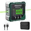 Proster Livella Digitale Ricaricabile con Laser Verde Misuratore Angolare Magnetico 4 Lati Display LCD VA Impermeabile IP54 per Carpenteria Falegnameria e Costruzione Funzione Zero e Lettura Ribaltata
