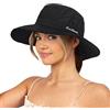 UTOWO Cappello da Sole da Donna Estivo Protezione UV Cappello da Spiaggia a Tesa Larga in Rete Cappello da Pesca con Foro per Coda di Cavallo Cappello Pieghevole, Viola, M