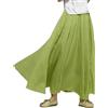 Giltpeak Maxi gonna in lino, da donna, stile bohémien, con elastico in vita, in cotone e lino, maxi abito, Vegetazione Verde, M