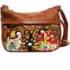 Arte Lisanti Borsa in Pelle Dipinta a Mano - L' ALBERO DELLA VITA DI GUSTAV KLIMT - Con Tasche, a Tracolla, Idea Regalo, Artigianato Italiano, Made In Italy, Vera Pelle, Regolabile