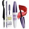 LYSdefeu Rosso Mascara in Fibra di Seta 5D - Volumizzante e Allungante Con Effetto Ciglia Finte, Colorato Waterproof Lunga Durata, Pennello Per Ciglia, Glamour Trucco Occhi-07